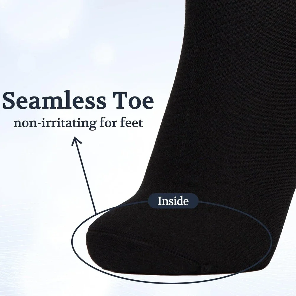 +MD Diabetic Socks Men Women-6 Pairs, Non-Binding Extra Wide Crew Socks,